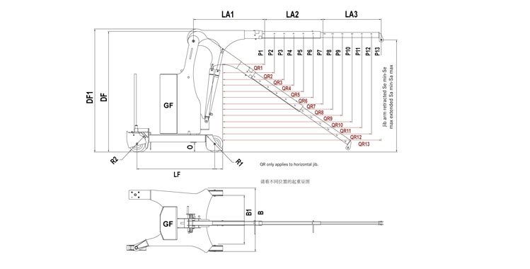 帶旋轉臂工業液壓小吊車尺寸