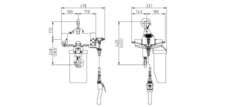 韓國(guó)KHC KA1S氣動(dòng)葫蘆尺寸