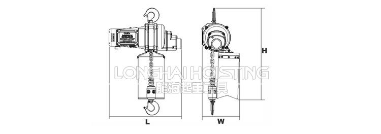 DU-904迷你環鏈電動葫蘆尺寸